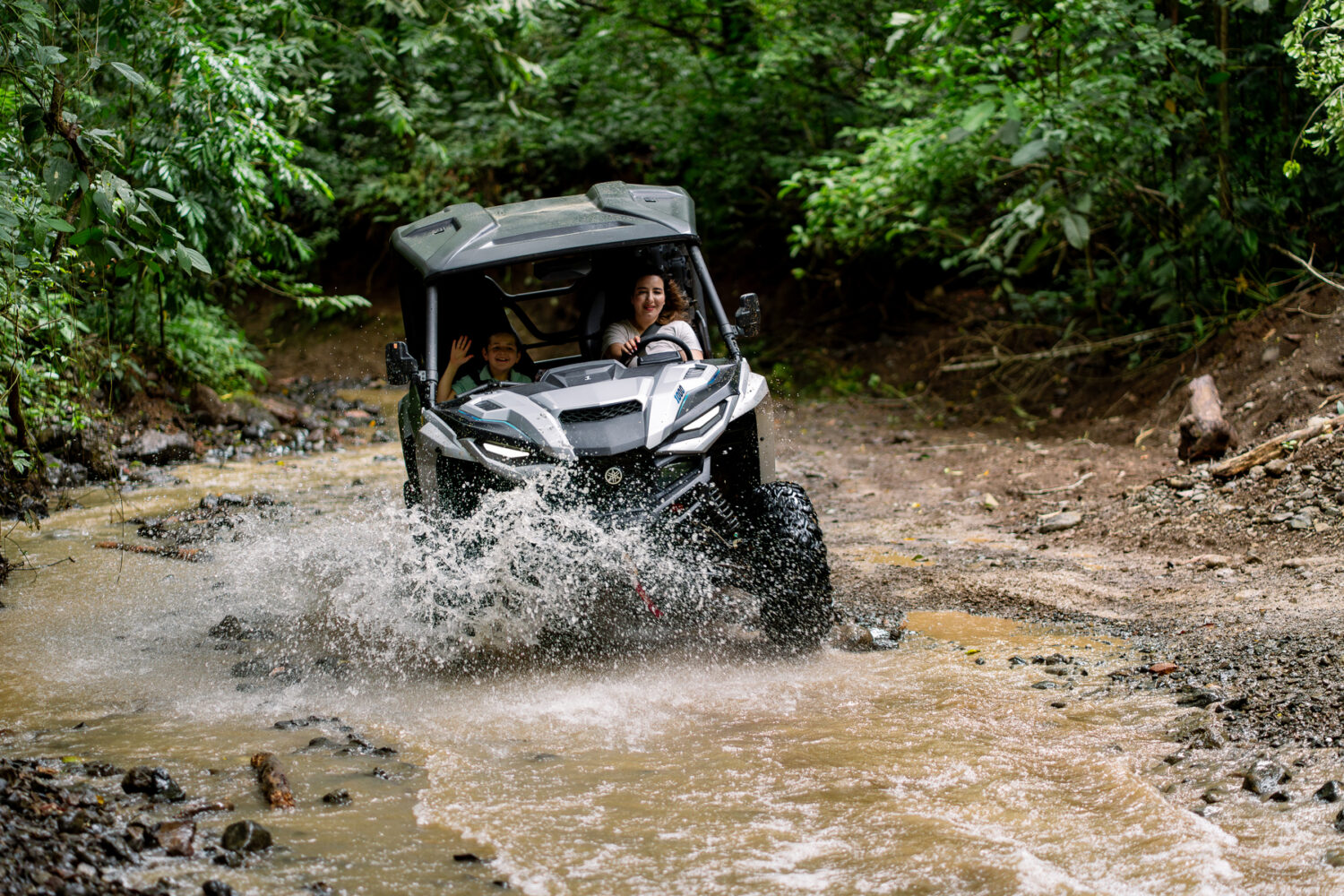 Double buggy on the full-day 6-hour jungle and waterfalls route near Vista Los Sueños