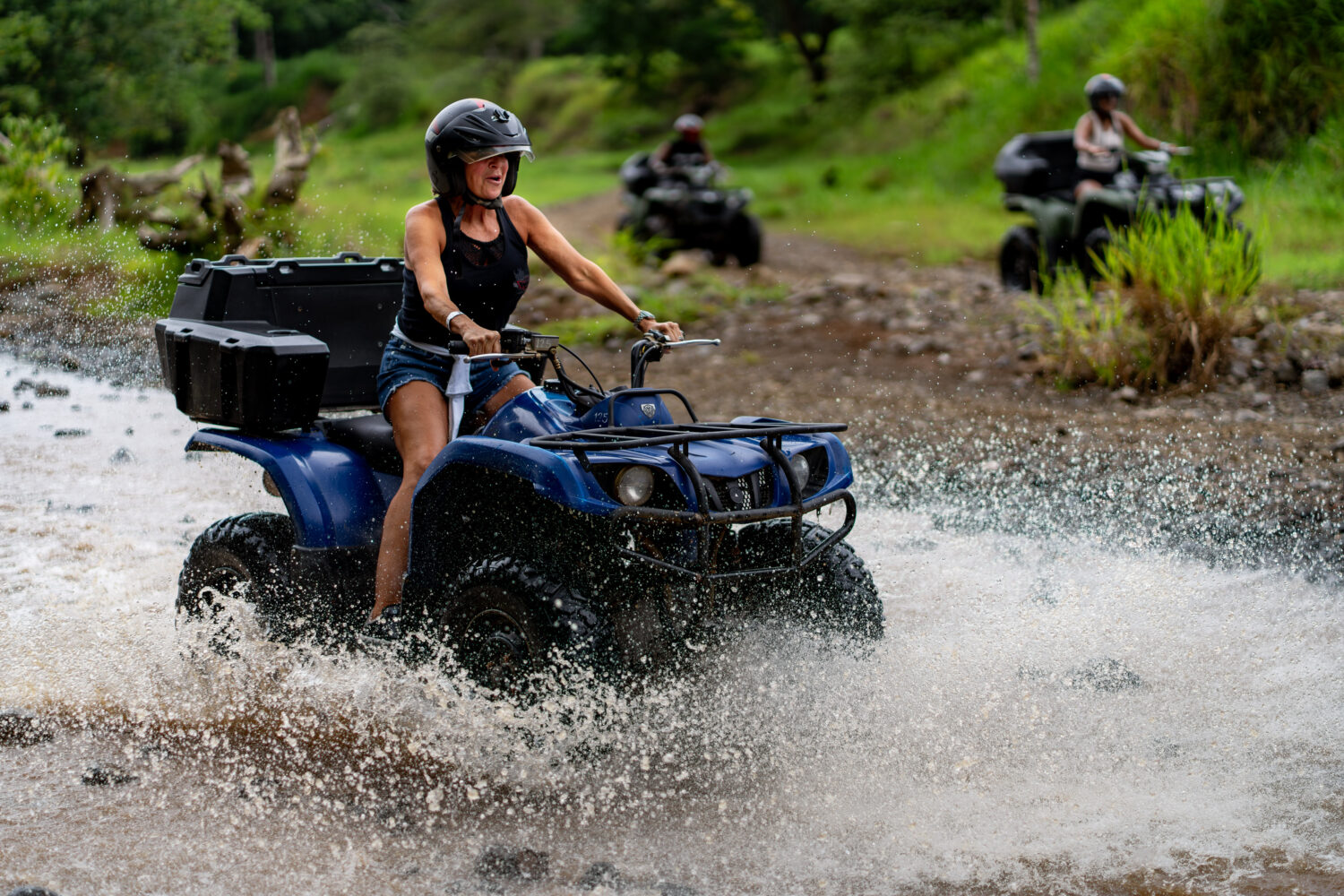 Guests combining zipline and ATV adventure at Vista Los Sueños